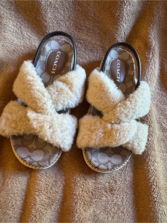 Coach Shoes - Coach Shearling Crisscross Slingback Sandals Size 6 Cozy  Slides